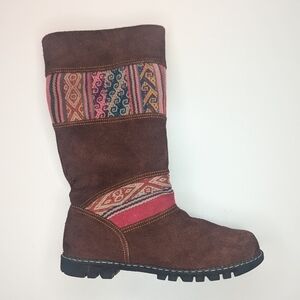 Cats Walking Machine Boots Caterpillar brown suede leather blanket weave size 7